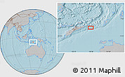 Gray Location Map of the area around 8° 44' 0" S, 128° 25' 30" E, hill shading