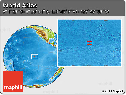 Physical Location Map of the Area around 8° 44' 0" S, 128° 16' 30" W