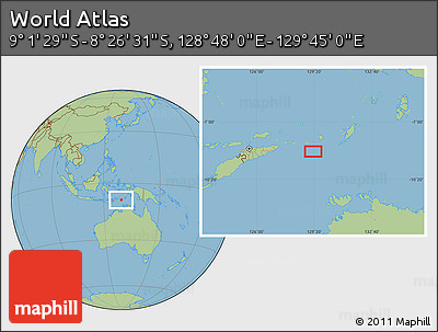 Savanna Style Location Map of the Area around 8° 44' 0" S, 129° 16' 30" E