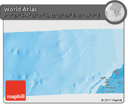 Political 3D Map of the Area around 8° 44' 0" S, 12° 49' 29" E