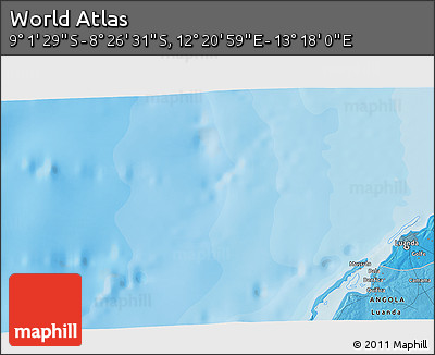 Political 3D Map of the Area around 8° 44' 0" S, 12° 49' 29" E