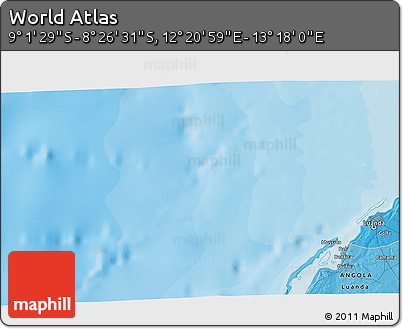 Political 3D Map of the Area around 8° 44' 0" S, 12° 49' 29" E