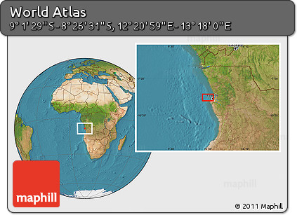 Satellite Location Map of the Area around 8° 44' 0" S, 12° 49' 29" E