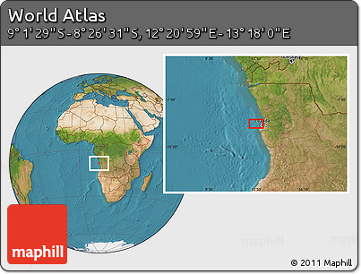 Satellite Location Map of the Area around 8° 44' 0" S, 12° 49' 29" E