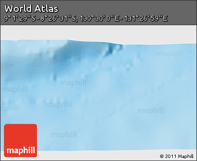 Shaded Relief 3D Map of the Area around 8° 44' 0" S, 130° 58' 29" E
