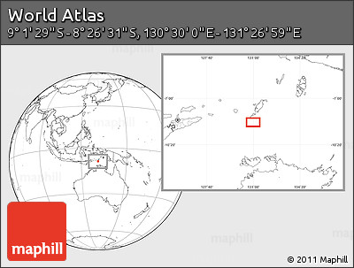 Blank Location Map of the Area around 8° 44' 0" S, 130° 58' 29" E
