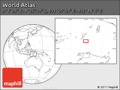 Blank Location Map of the Area around 8° 44' 0" S, 131° 49' 29" E