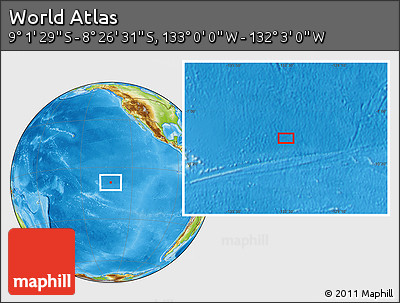 Physical Location Map of the Area around 8° 44' 0" S, 132° 31' 30" W