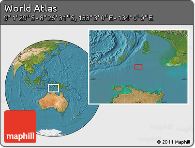 Satellite Location Map of the Area around 8° 44' 0" S, 133° 31' 30" E