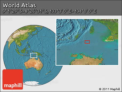 Satellite Location Map of the Area around 8° 44' 0" S, 133° 31' 30" E