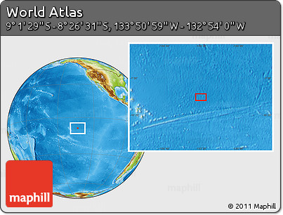 Physical Location Map of the Area around 8° 44' 0" S, 133° 22' 30" W