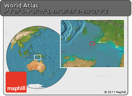 Satellite Location Map of the Area around 8° 44' 0" S, 136° 4' 29" E