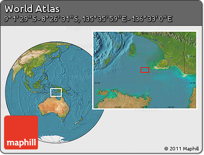 Satellite Location Map of the Area around 8° 44' 0" S, 136° 4' 29" E