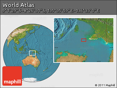 Satellite Location Map of the Area around 8° 44' 0" S, 136° 4' 29" E