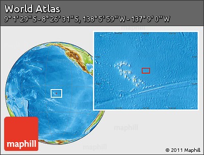Physical Location Map of the Area around 8° 44' 0" S, 137° 37' 30" W