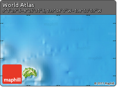 Physical Map of the Area around 8° 44' 0" S, 139° 19' 29" W