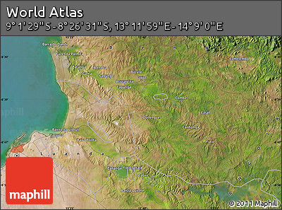 Satellite Map of the Area around 8° 44' 0" S, 13° 40' 30" E