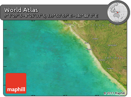 Satellite Map of the Area around 8° 44' 0" S, 140° 19' 29" E