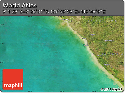 Satellite Map of the Area around 8° 44' 0" S, 140° 19' 29" E