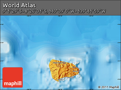 Political Map of the Area around 8° 44' 0" S, 140° 10' 30" W