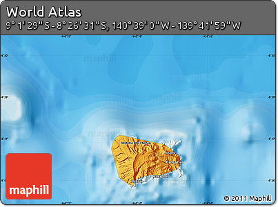 Political Map of the Area around 8° 44' 0" S, 140° 10' 30" W