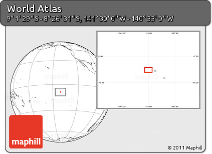 Blank Location Map of the Area around 8° 44' 0" S, 141° 1' 30" W