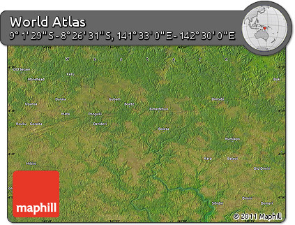 Satellite Map of the Area around 8° 44' 0" S, 142° 1' 30" E