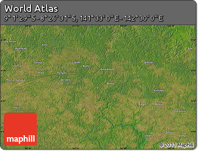 Satellite Map of the Area around 8° 44' 0" S, 142° 1' 30" E