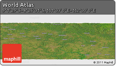 Satellite Panoramic Map of the Area around 8° 44' 0" S, 142° 1' 30" E