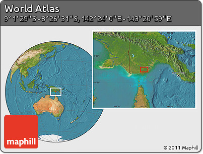 Satellite Location Map of the Area around 8° 44' 0" S, 142° 52' 30" E
