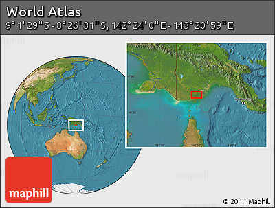 Satellite Location Map of the Area around 8° 44' 0" S, 142° 52' 30" E
