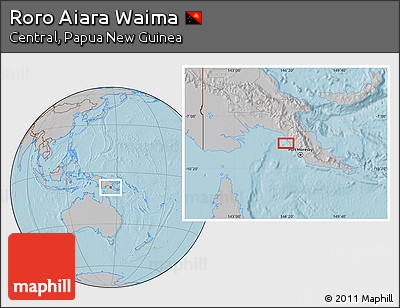 Gray Location Map of Roro Aiara Waima, hill shading