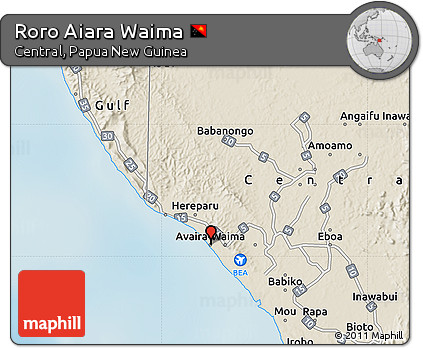 Shaded Relief Map of Roro Aiara Waima