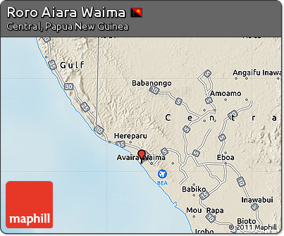 Shaded Relief Map of Roro Aiara Waima