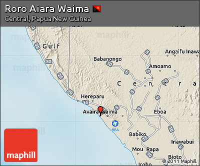 Shaded Relief Map of Roro Aiara Waima