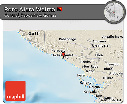 Shaded Relief Panoramic Map of Roro Aiara Waima