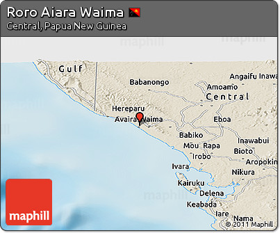 Shaded Relief Panoramic Map of Roro Aiara Waima