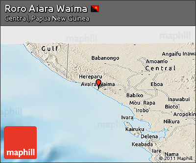 Shaded Relief Panoramic Map of Roro Aiara Waima