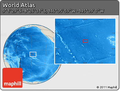 Shaded Relief Location Map of the Area around 8° 44' 0" S, 146° 7' 30" W