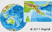 Physical Location Map of the area around 8° 44' 0" S, 147° 7' 30" E