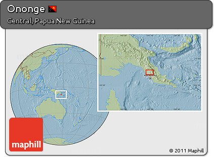 Savanna Style Location Map of Ononge, hill shading
