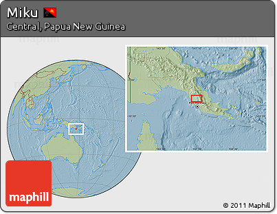 Savanna Style Location Map of Miku, hill shading