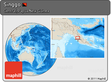 Shaded Relief Location Map of Singgo