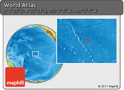 Physical Location Map of the Area around 8° 44' 0" S, 149° 31' 30" W
