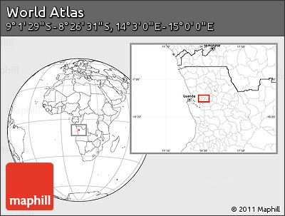 Blank Location Map of the Area around 8° 44' 0" S, 14° 31' 30" E