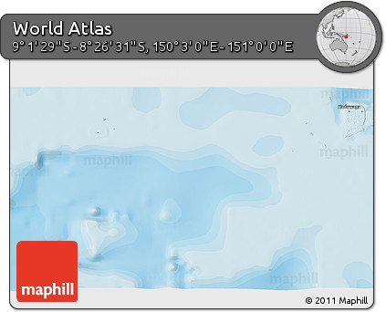 Political 3D Map of the Area around 8° 44' 0" S, 150° 31' 30" E