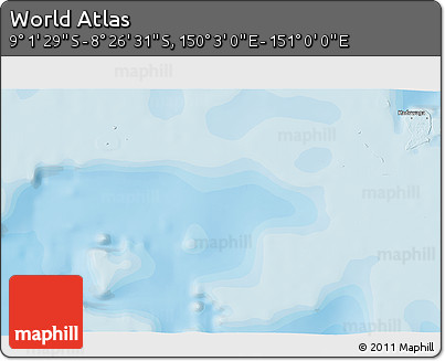 Political 3D Map of the Area around 8° 44' 0" S, 150° 31' 30" E