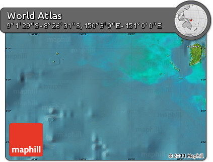 Satellite Map of the Area around 8° 44' 0" S, 150° 31' 30" E