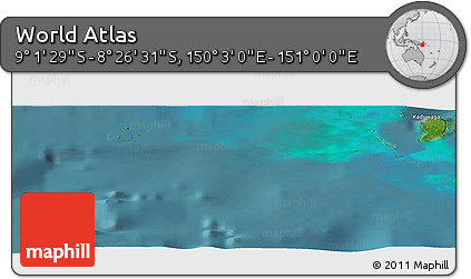 Satellite Panoramic Map of the Area around 8° 44' 0" S, 150° 31' 30" E