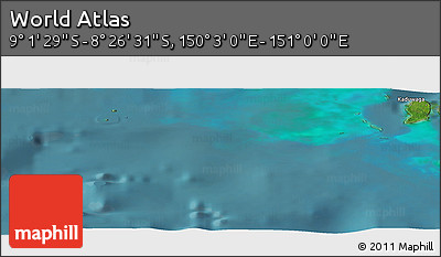Satellite Panoramic Map of the Area around 8° 44' 0" S, 150° 31' 30" E